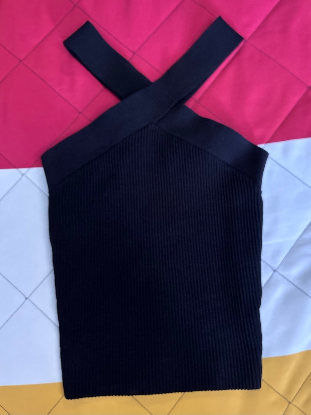 Aritzia Black Ribbed Cross-Halter Crop Top - Picture 9 of 14